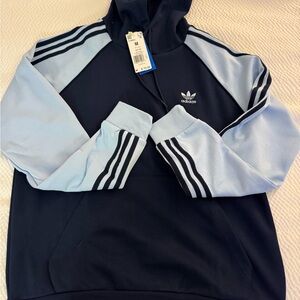 Adidas Navy Hoodie with Light Blue Sleeves